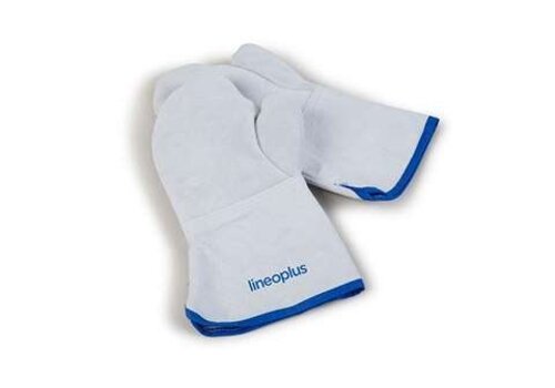  HorecaTraders Gants de cuisine avec pouce | Cuir | 360 mm | Résistants à la chaleur jusqu'à 300 °C | Blanc-gris 