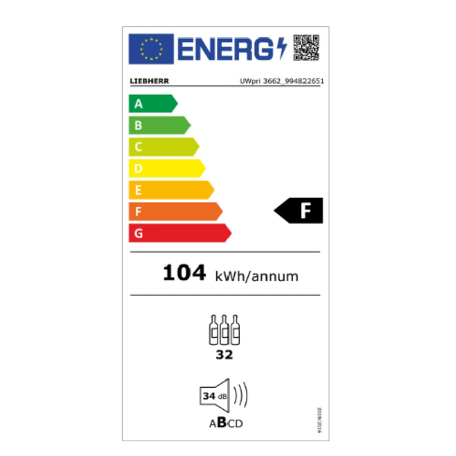Onderbouw Wijnklimaatkast UWpri 3662 – 32 Flessen – 2 Temperatuurzones – 59,7 x 56,3 x 81,9 cm