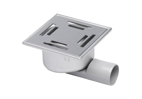  HorecaTraders Compact vloerput | 147 × 147 mm | RVS 304 | 0,50–0,70 l/s | 80mm diep 