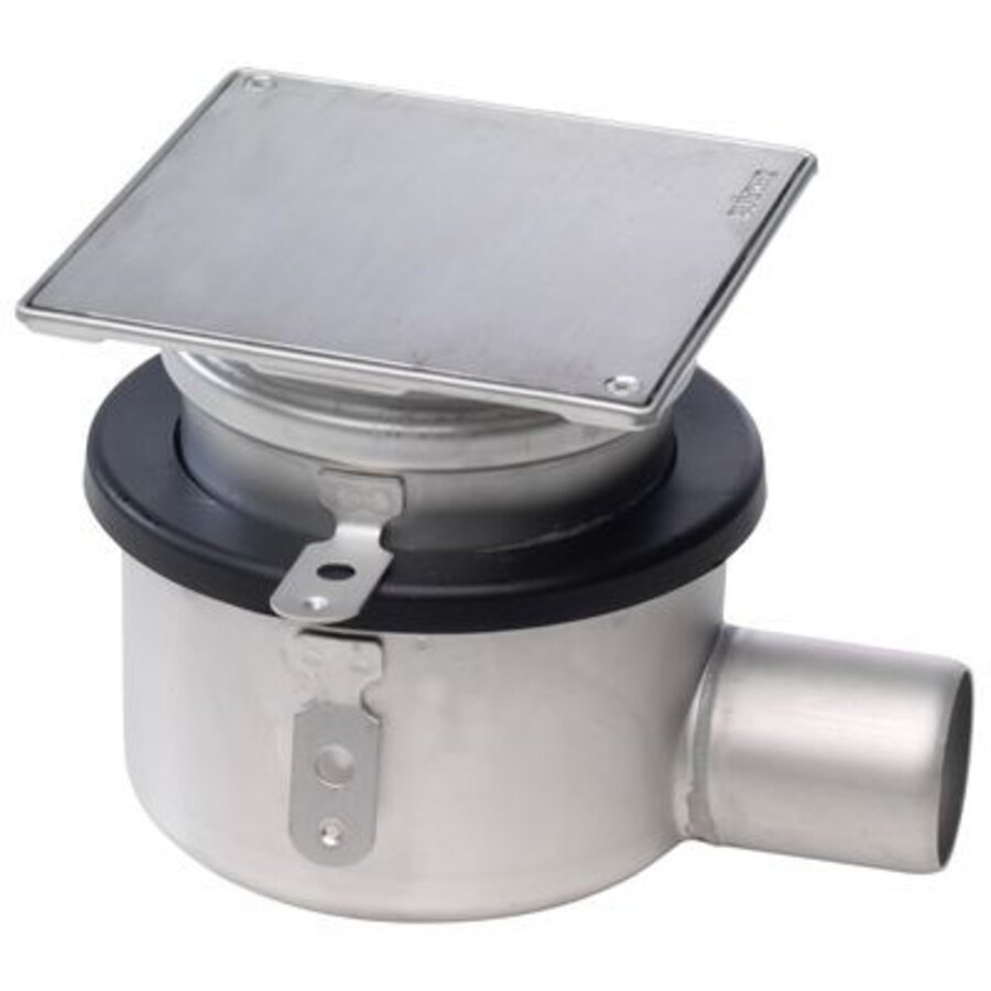 Airtight sealable floor drain | 145 × 145 mm | Stainless Steel 304 | Installation depth 156–200 mm