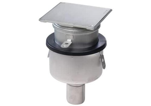  HorecaTraders Siphon de sol étanche à l'air | 145 × 145 mm | Acier inoxydable 304 | Ø 50 mm 