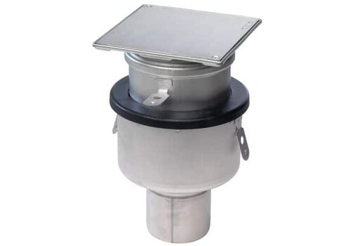  HorecaTraders Siphon de sol étanche à l'air | 145 × 145 mm | Acier inoxydable 304 | Ø 75 mm 