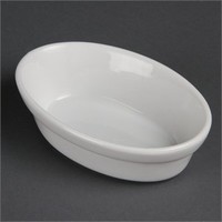 Plat de service ovale en porcelaine blanche | 6 pièces