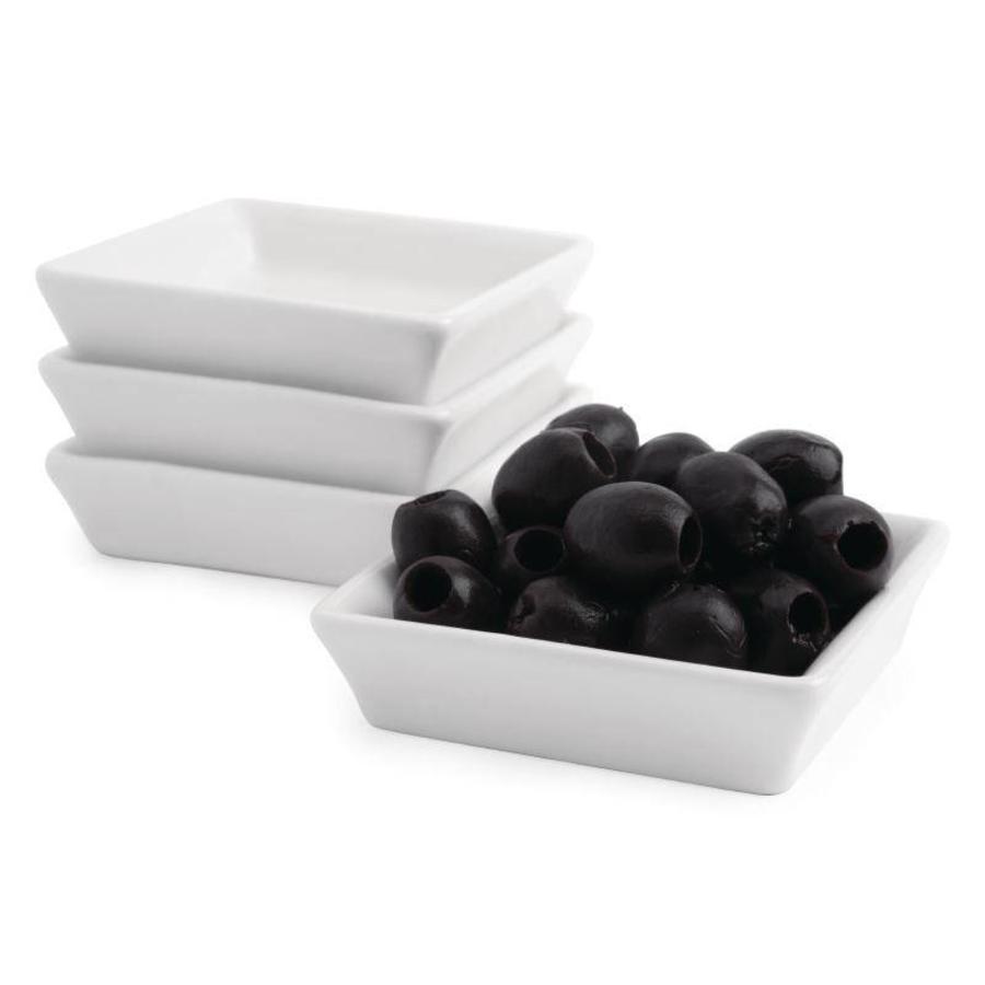 Plat à olives en porcelaine blanche | 12 pièces