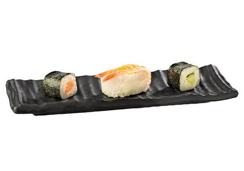  APS Assiette à Sushi Mélamine Noire | 24x8x2cm 