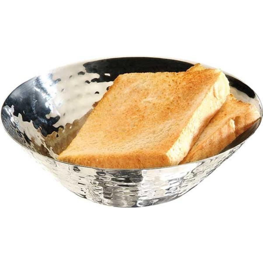 Corbeille à pain et à fruits effet martelé en acier inoxydable Ø16x5cm