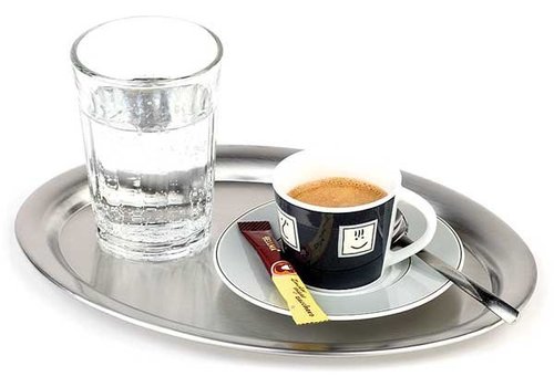  APS Plateau de service à café en acier inoxydable | bord roulé 