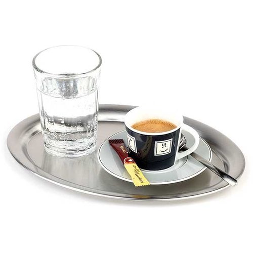  APS Stainless Steel Coffee Serving Tray | rolled edge 