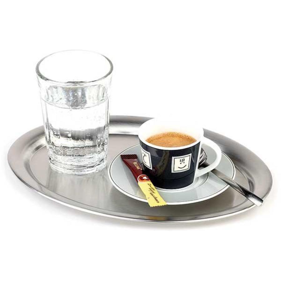 Plateau de service à café en acier inoxydable | bord roulé