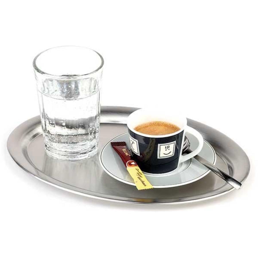 Stainless Steel Coffee Serving Tray | rolled edge