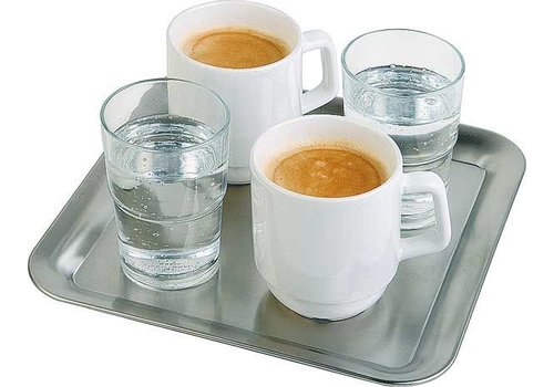  APS Plat de service pour tasse à café en acier inoxydable 23x23x1,5 cm 