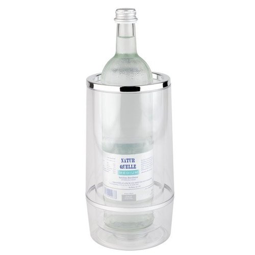  APS Clear Wine Bottle Cooler with Luxury Chrome Rim 