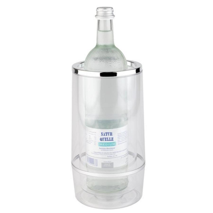Refroidisseur de bouteille de vin transparent avec bord chromé de luxe