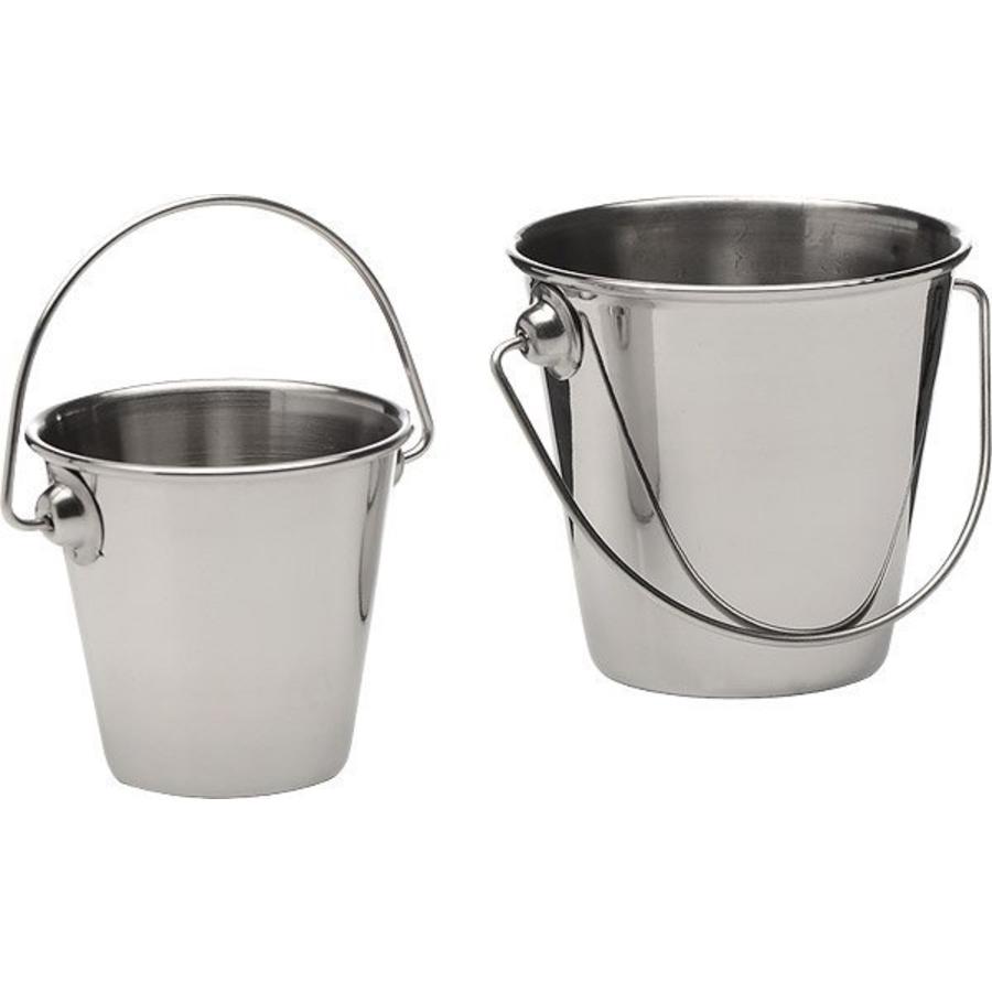 4 mini stainless steel buckets