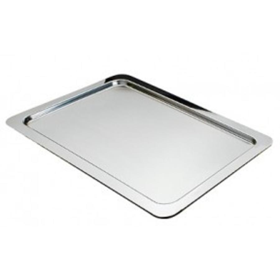Plat de service rectangulaire en acier inoxydable 32,5 x 26,5 cm