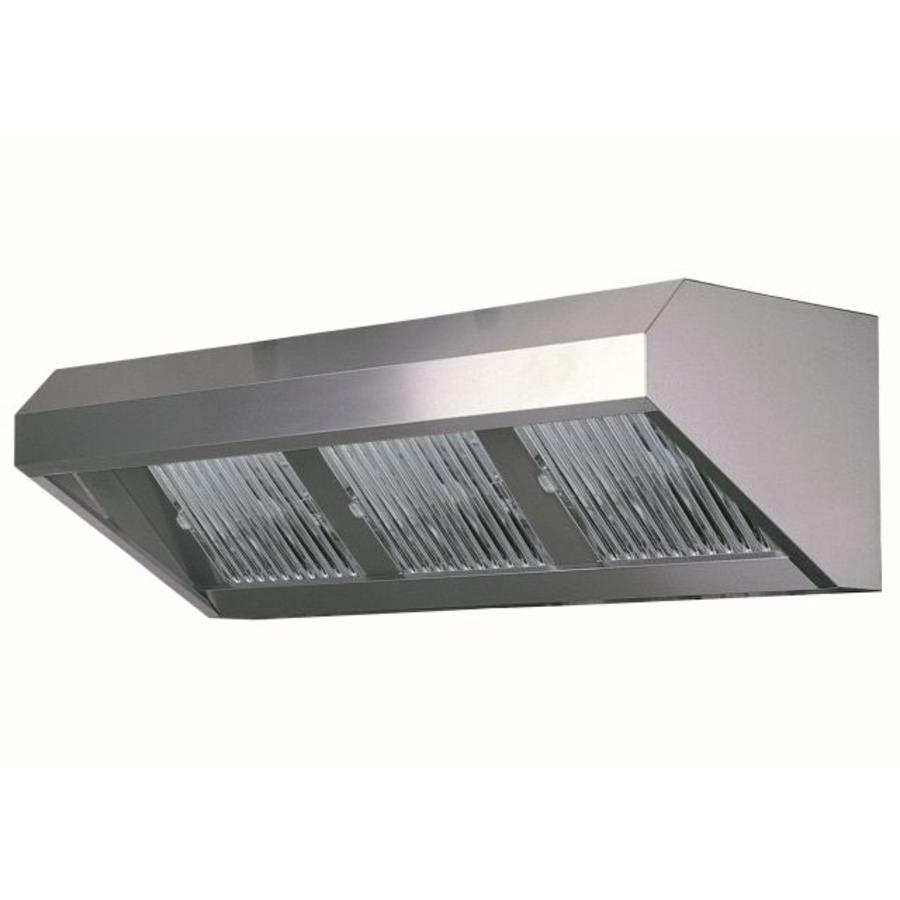 Professioneller Dunstabzug ohne Motor aus Edelstahl | 350x80x60cm
