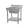 HorecaTraders Petit évier en acier inoxydable avec étagère 75 x 60 cm