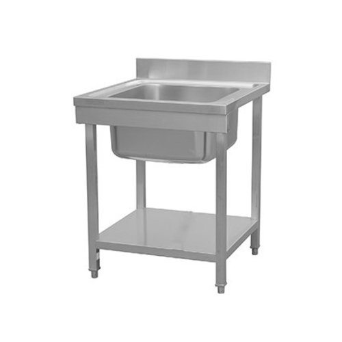  HorecaTraders Stainless Steel Sink Small with Shelf 75x60cm 