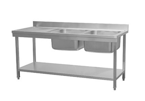  HorecaTraders Évier avec étagère | 2 lavabos à droite |180x70x85 cm 