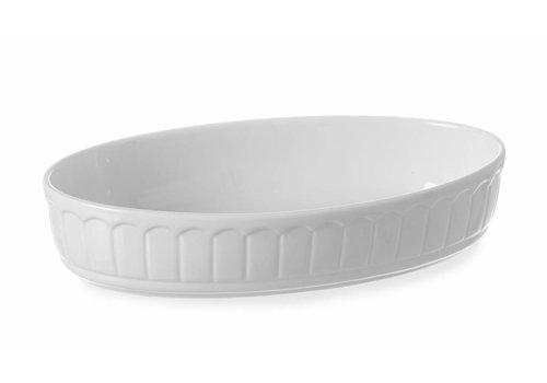  Hendi Plat de cuisson ovale en porcelaine blanche | 1 pièce 