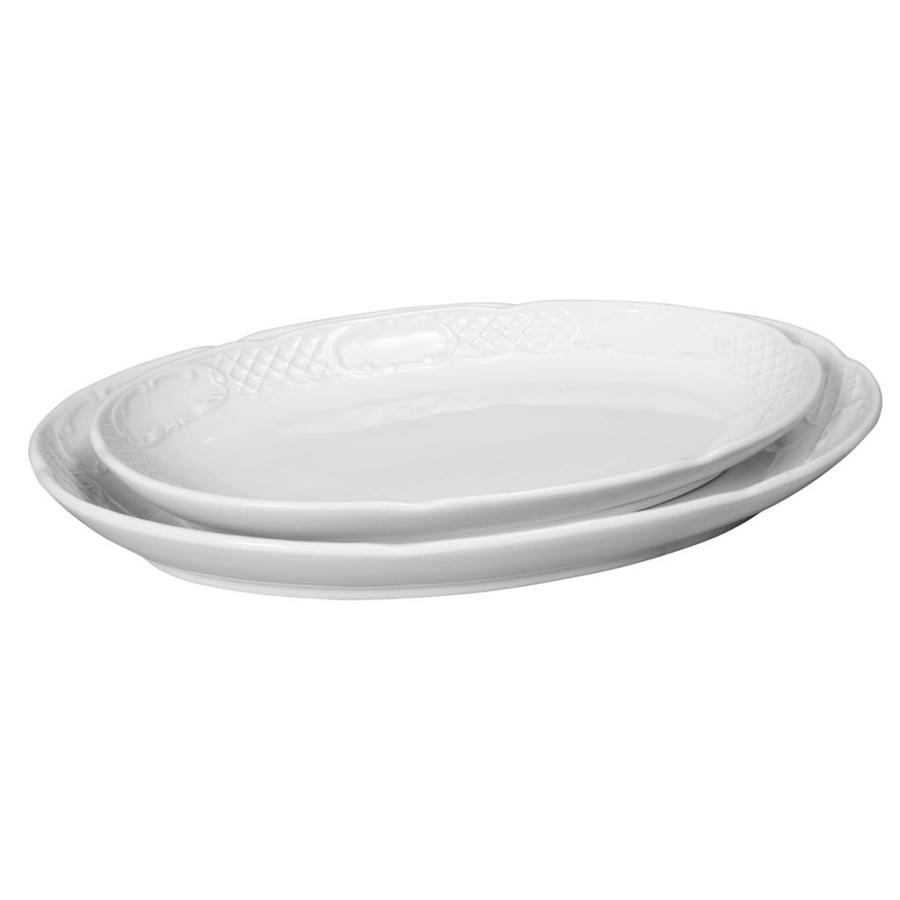 Ovale Servierplatte aus weißem Porzellan 28x18 cm (6 Stück)