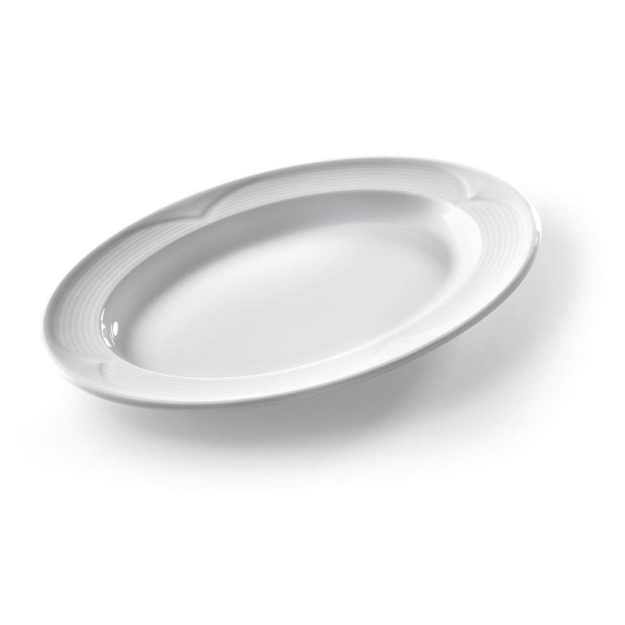 Ovale Servierschalen Weißes Porzellan | 34x24cm (6 Stück)