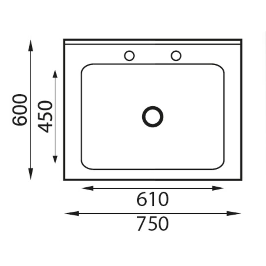 Stainless steel sink with base shelf | 75x60x96 cm