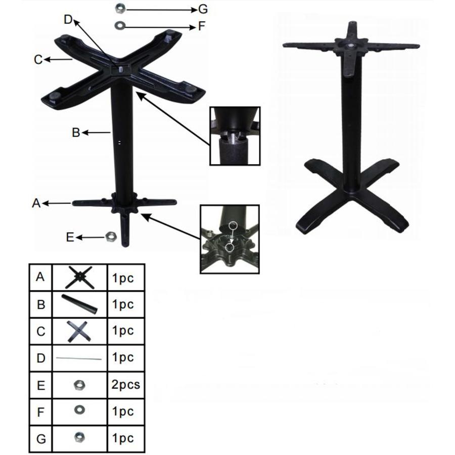 Tafelonderstellen Kruiskop - 72 cm hoog