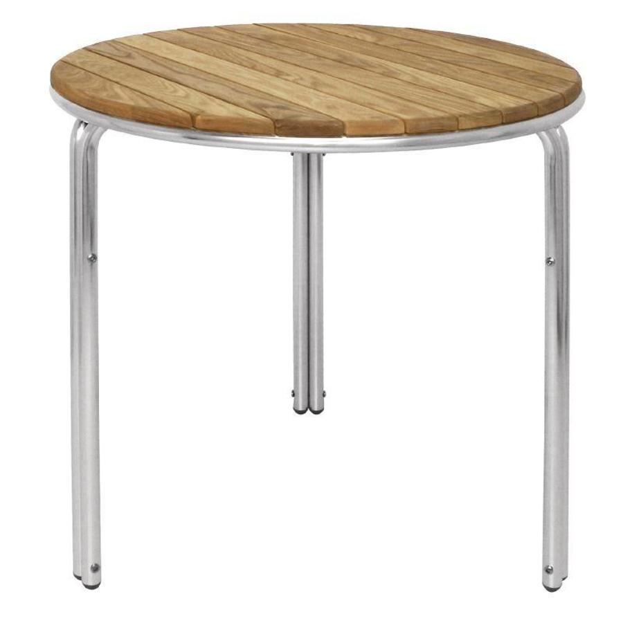 stackable table 60cm round ash/aluminium legs