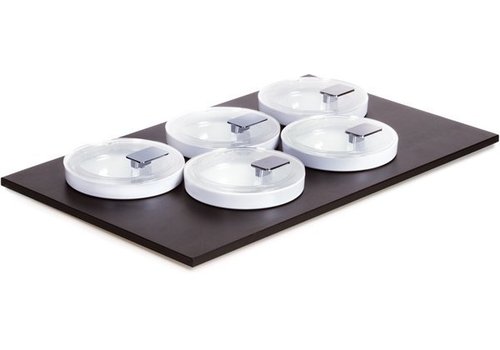  APS Assiette de buffet noire avec 5 bols et couvercles | 53x33cm 