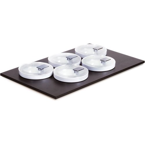  APS Assiette de buffet noire avec 5 bols et couvercles | 53x33cm 