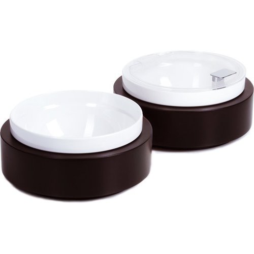  APS Assiette de buffet noire avec bol et couvercle | Ø26,5x(H)8,5cm 