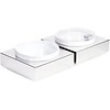 APS Assiette de buffet en acier inoxydable avec bol en mélamine blanche | 26,5 x 26,5 cm