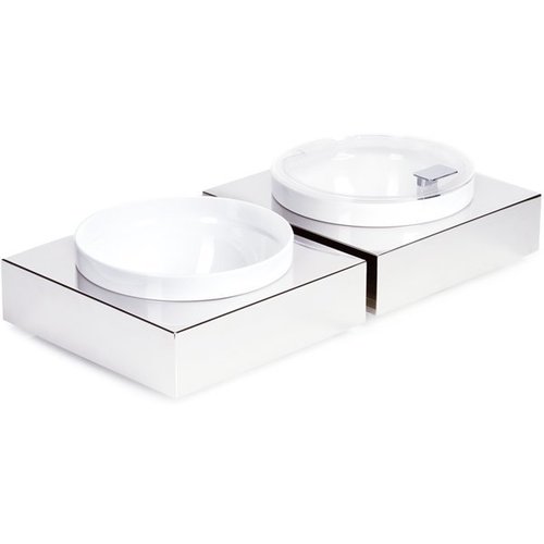  APS Assiette de buffet en acier inoxydable avec bol en mélamine blanche | 26,5 x 26,5 cm 