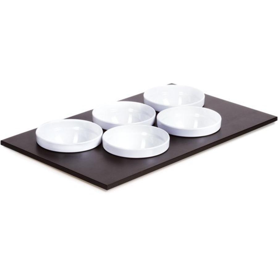 Assiette buffet avec 5 bols blancs | 53x33cm