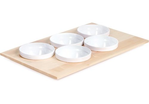  APS Buffetplaat met 5 Witte Kommen | 53x33cm 