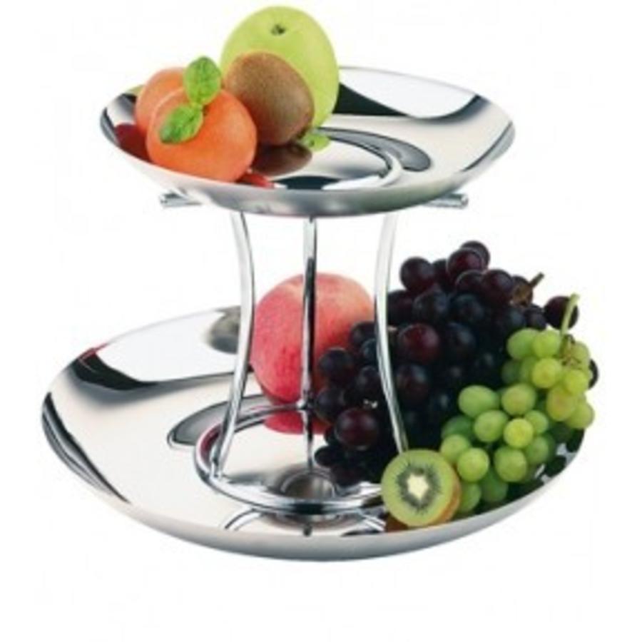 Présentoir à fruits de luxe en acier inoxydable | 2 étages