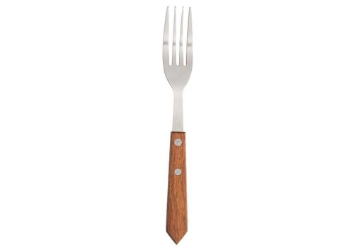  HorecaTraders Fourchette à steak en acier inoxydable bois marron 19cm | 12 pièces 