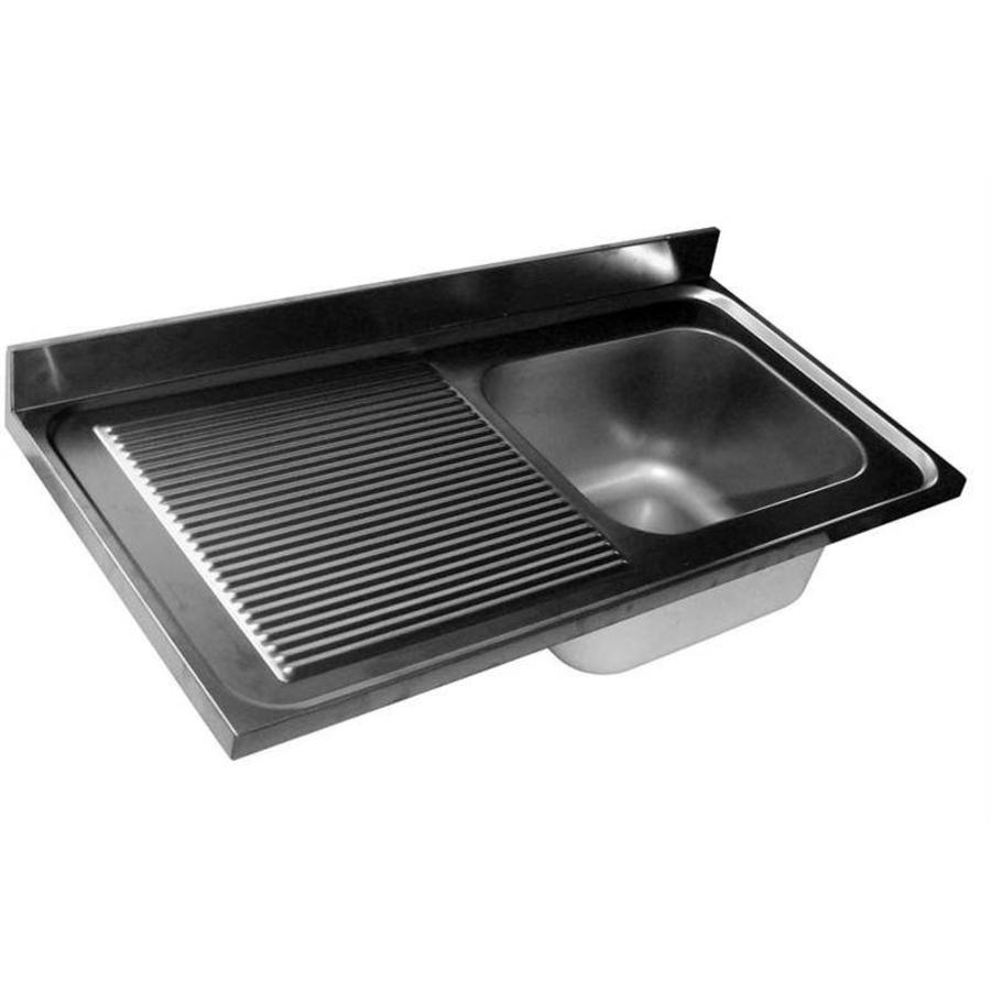 Sink top stainless steel | Sink right | 120x60x40 cm