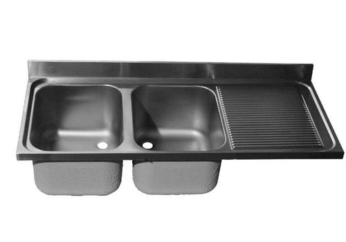  HorecaTraders Stainless steel sink top | double sink left | 200x60x40 cm 