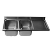 HorecaTraders Stainless steel sink top | double sink | 160x70x40 cm