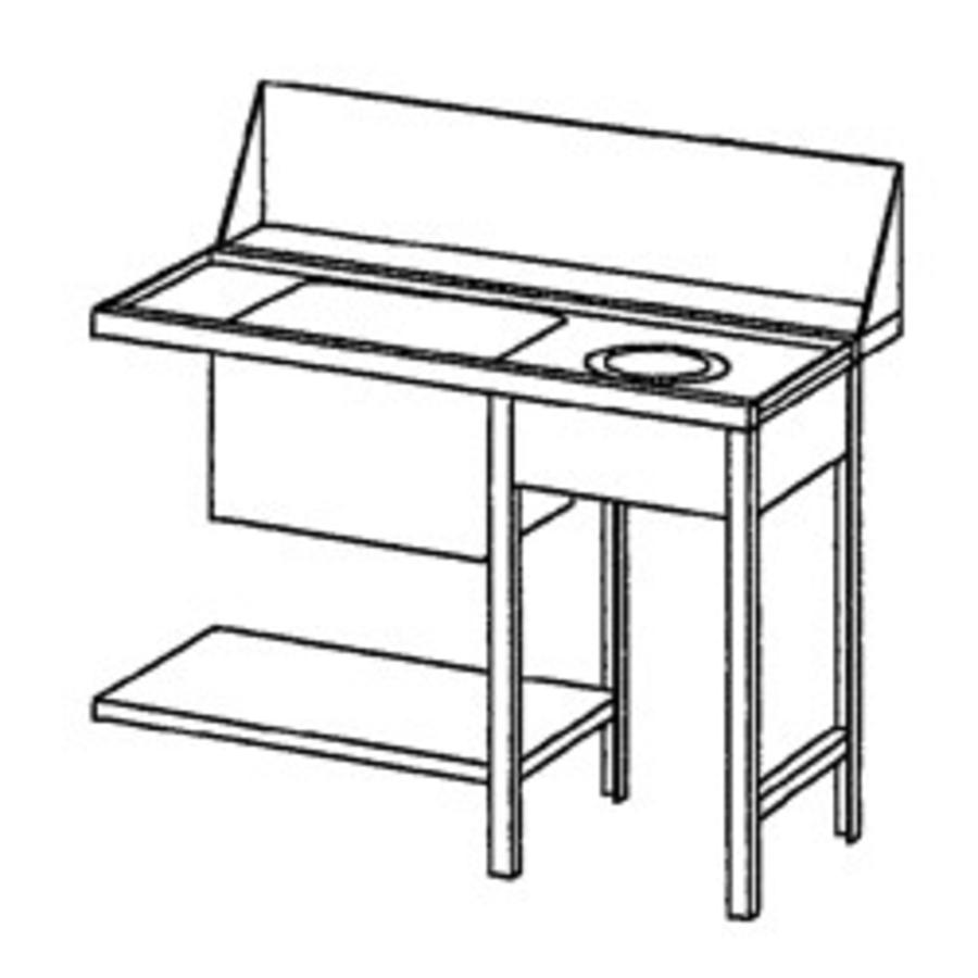 Table d'alimentation droite avec goulotte à déchets | 120x72x85 cm