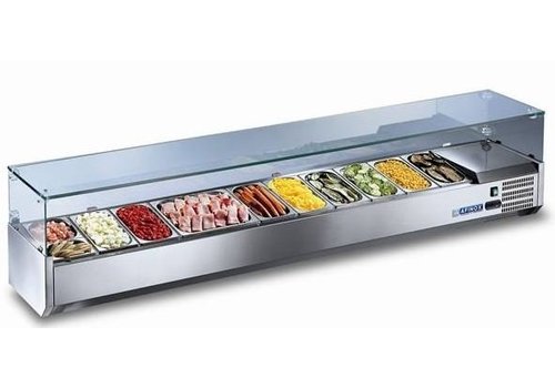  Afinox Static Refrigerated Design Showcase with Glass | 126x39.5x (h) 43 cm 