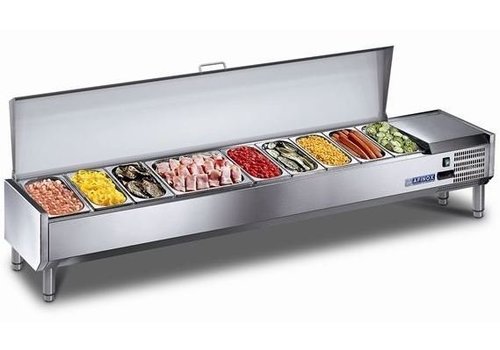  Afinox Vitrine réfrigérée | Couvercle en acier inoxydable | 4x 1/3 GN ou 8x 1/6 GN 