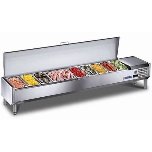  Afinox Refrigerated Design Showcase with Stainless Steel Lid 10x 1/6 GN 