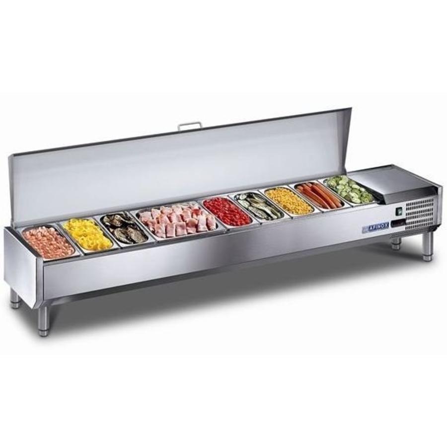 Refrigerated Design showcase with stainless steel lid | 9x 1/3 GN or 18x1/6 GN