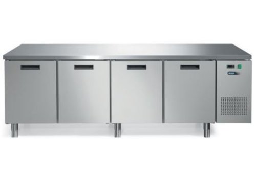  Afinox Établi réfrigéré en acier inoxydable forcé avec plan de travail et 4 portes | 245 x 70 x 85 cm 