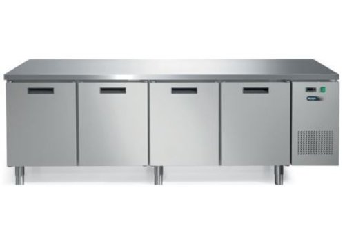  Afinox Forced stainless steel cooling workbench with worktop and 4 doors | 245x70x85cm 