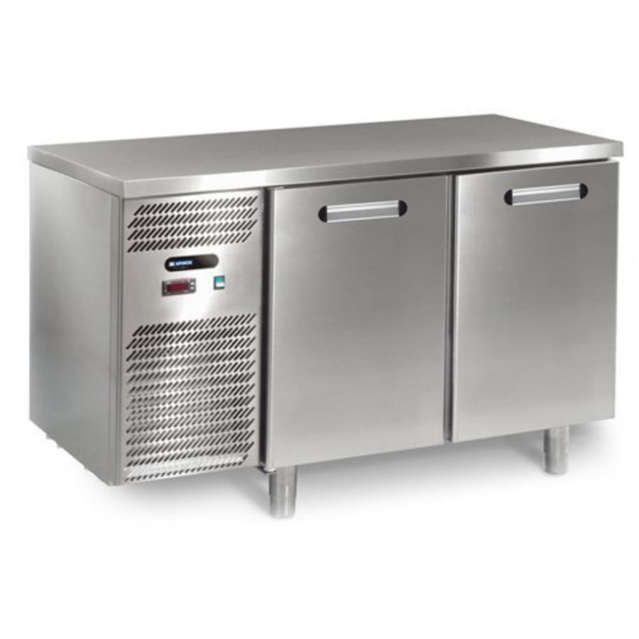 Établi à refroidissement forcé en acier inoxydable 2 portes | 126 x 60 x 85 cm