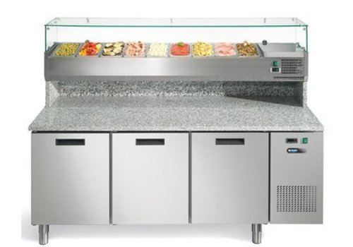  Afinox Établi à pizza en acier inoxydable 3 portes 193x80x147 cm 
